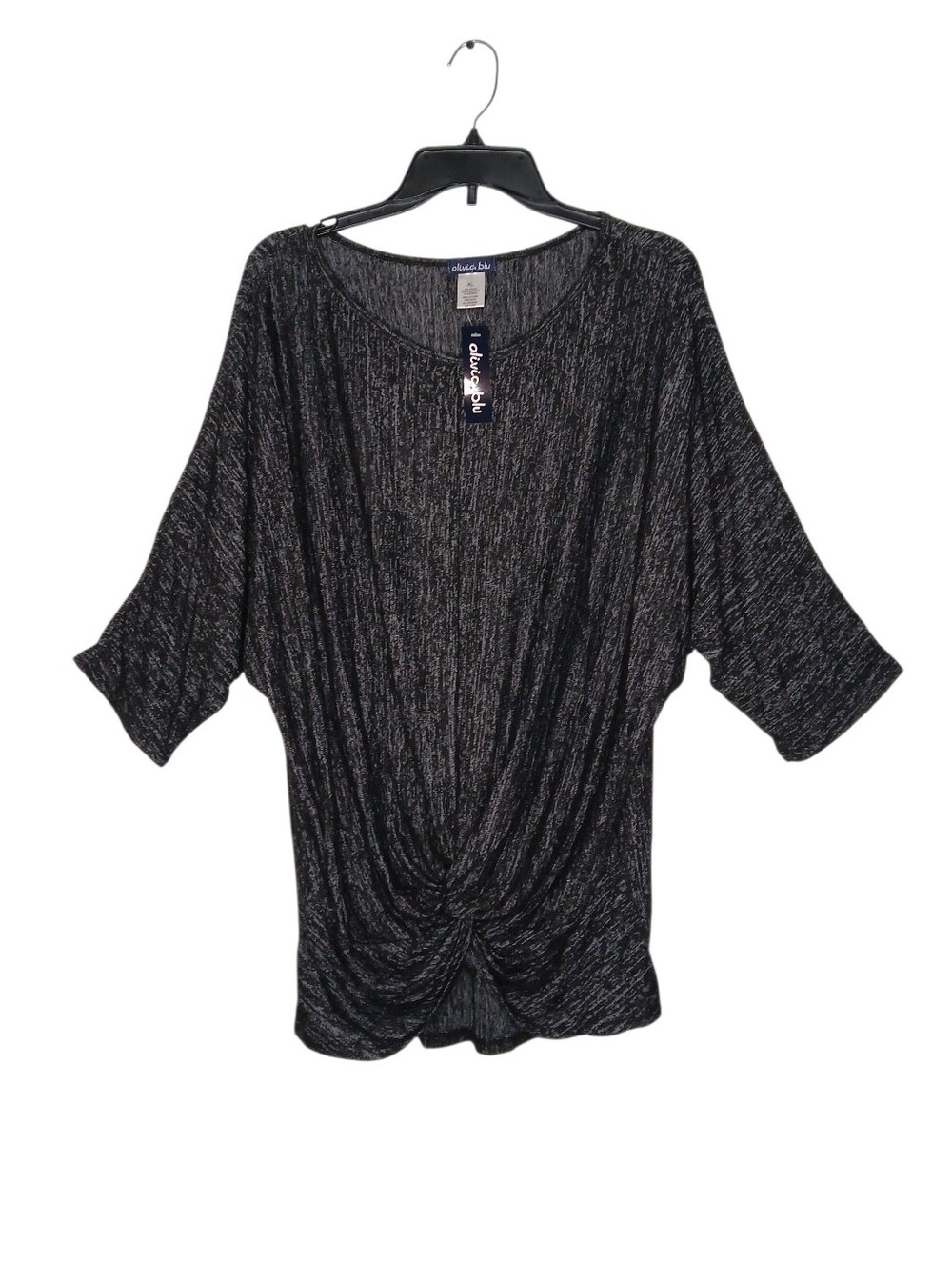 Olivia Blu Black Twist-Front Top/Tunic